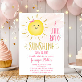 Little Sunshine Rosa & Guld Baby Shower Inbjudningar