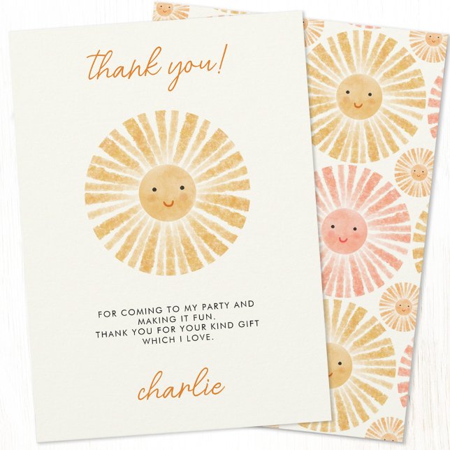Little Sunshine - tackkort Inbjudningar (Little sunshine personalized custom text thank you card)