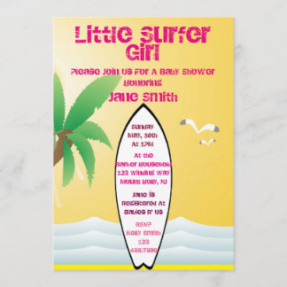 Little Surfer Girl Baby Shower Inbjudan
