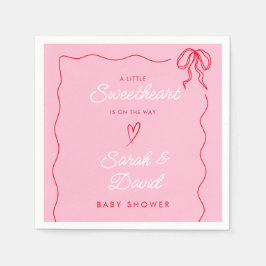 Little Sweatheart Valentines Rosa Red Baby Shower Pappersservett