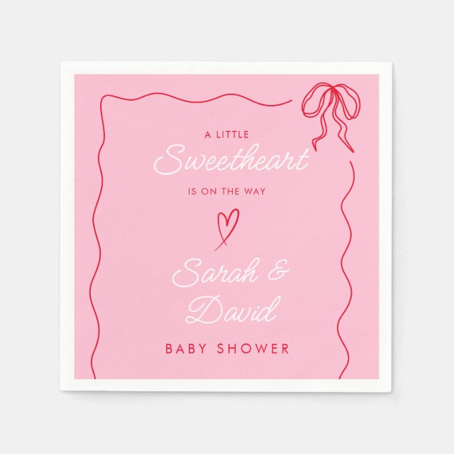 Little Sweatheart Valentines Rosa Red Baby Shower Pappersservett (Framsidan)