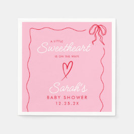 Little Sweatheart Valentines Rosa Red Baby Shower Pappersservett