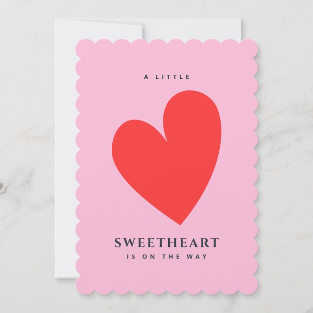 Little SweBaby Rosa Shower Heart Inbjudningar (Framsida)