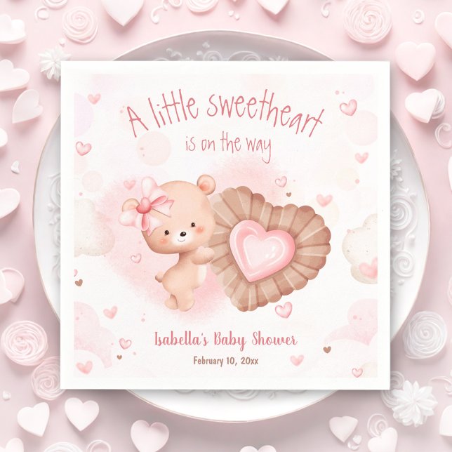 Little SweBaby Rosa Shower Napkins Pappersservett (Little Sweetheart Pink Baby Shower Napkins)