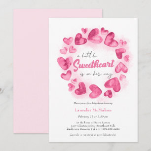 Little SweBaby Rosa Valentines Girl Baby Shower Inbjudningar