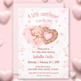 Little SweBaby Rosa Valentines Girl Baby Shower Inbjudningar