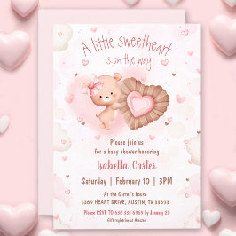 Little SweBaby Rosa Valentines Girl Baby Shower Inbjudningar