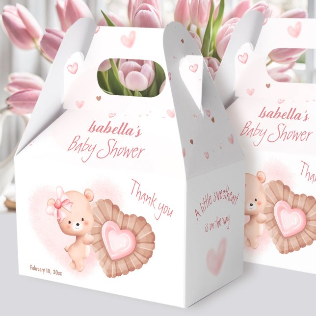 Little SweBaby Rosa Valentines Girl Baby Shower Presentaskar (Little Sweetheart Pink Valentines Girl Baby Shower Favor Box)