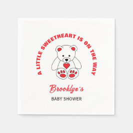 Little SweBaby Shower Red White Nalle Pappersservett