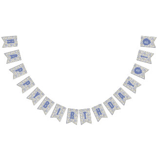 Little Sweet Pea Blommigt Grattis på födelsedagen Vimplar