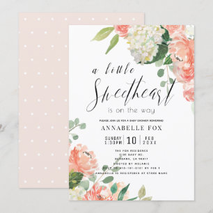 Little Sweethear Ro & Hydrangea Baby Shower Inbjudningar