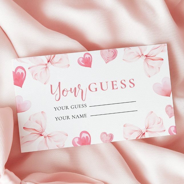 Little Sweetheart Answer Card Pink Bow Baby Shower Tilläggskort (Skapare uppladdad)
