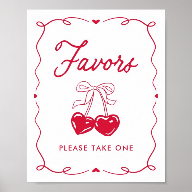 Little Sweetheart Baby Shower Favors Sign Poster (Framsidan)