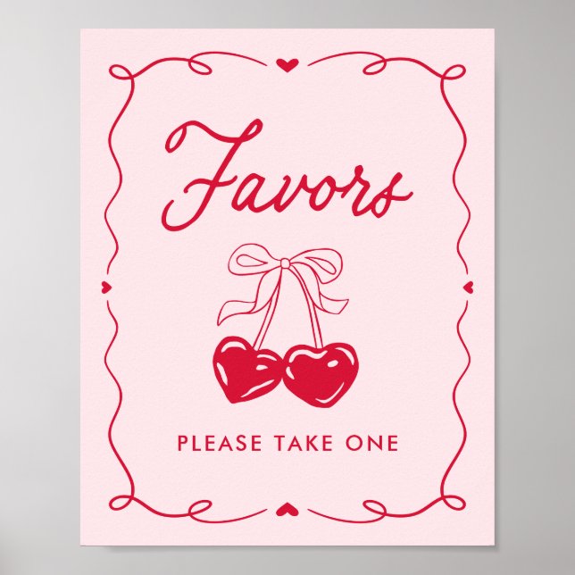 Little Sweetheart Baby Shower Favors Sign Poster (Framsidan)