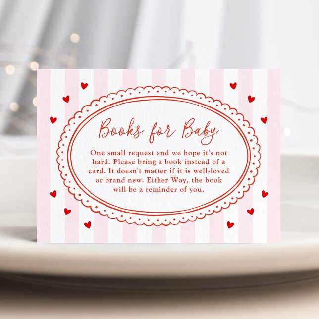 Little Sweetheart Bow Baby Shower Books for Baby Tilläggskort (Skapare uppladdad)