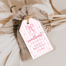 Little Sweetheart Bow Baby Shower Gift Tags Presentetikett