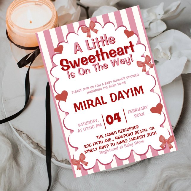 Little Sweetheart Bow Baby Shower Invitation Inbjudningar (Skapare uppladdad)
