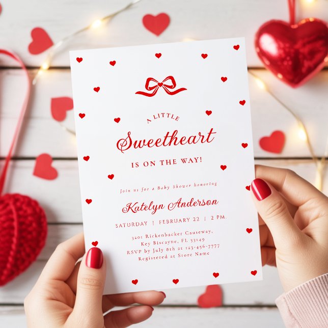 Little Sweetheart Bow Baby Shower Invitation Inbjudningar (Skapare uppladdad)