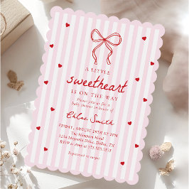 Little Sweetheart Bow Baby Shower Invitation Inbjudningar