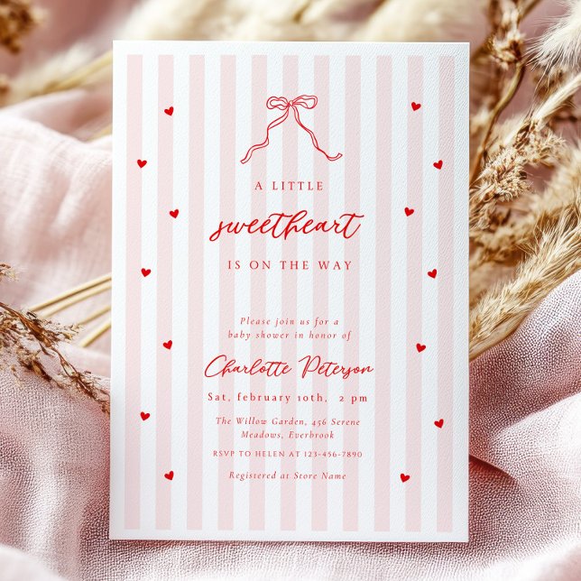 Little Sweetheart Bow Baby Shower Invitation Inbjudningar (Skapare uppladdad)
