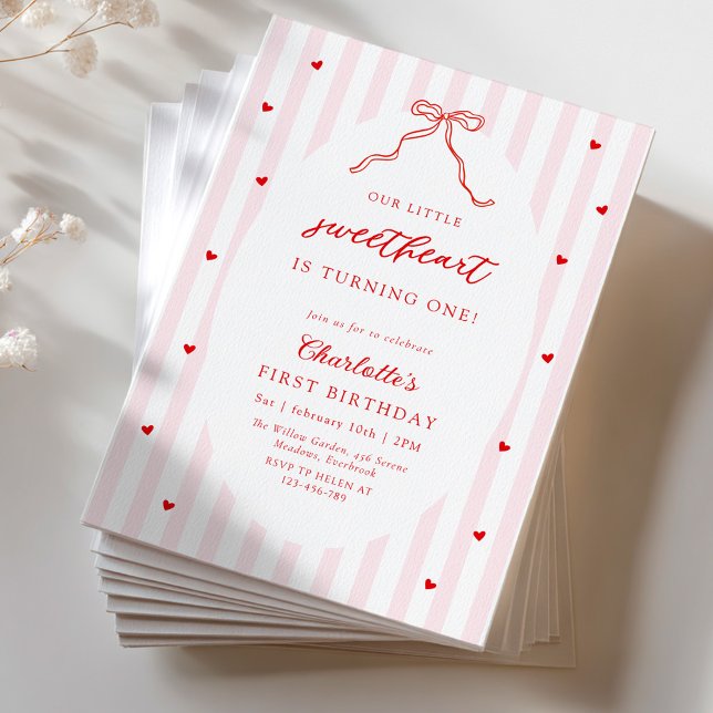 Little Sweetheart Bow Baby Shower Invitation Inbjudningar (Skapare uppladdad)