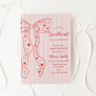 Little Sweetheart Bow Baby Shower Invitation Inbjudningar