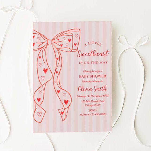 Little Sweetheart Bow Baby Shower Invitation Inbjudningar (Skapare uppladdad)