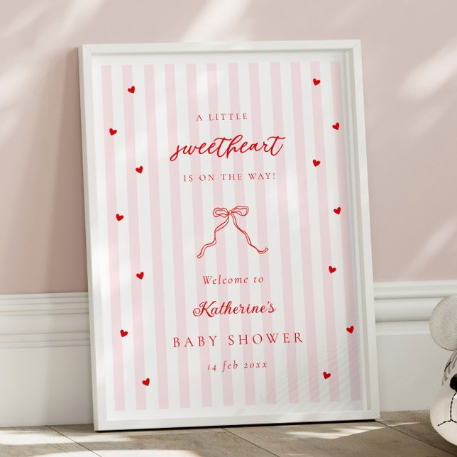 Little Sweetheart Bow Baby Shower Welcome Poster (Skapare uppladdad)
