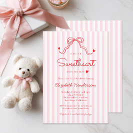 Little Sweetheart Bow Pink Valentine's Baby Shower Inbjudningar