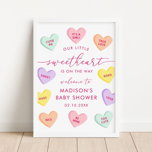 Little Sweetheart Candy Hearts Baby Shower Welcome Poster (Skapare uppladdad)