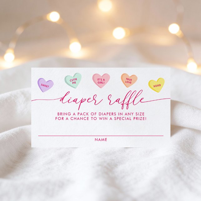Little Sweetheart Candy Hearts Diaper Raffle Tilläggskort (Skapare uppladdad)