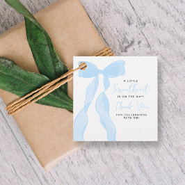 Little Sweetheart Elegant Blue Bow Baby Shower Gåvor Etiketter