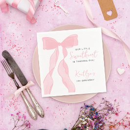 Little Sweetheart Elegant Pink Bow Birthday Party Pappersservett