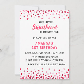 Little Sweetheart First Birthday Invitation Inbjudningar
