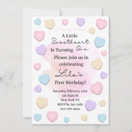 Little Sweetheart First Birthday Party Invitation Inbjudningar