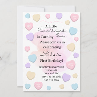 Little Sweetheart First Birthday Party Invitation Inbjudningar