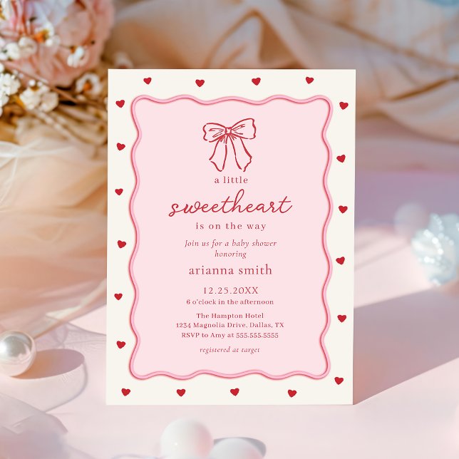 Little Sweetheart Girl Baby Shower Invitation Inbjudningar (Skapare uppladdad)