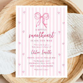 Little Sweetheart Pink Bow Baby Shower Invitation Inbjudningar