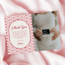 Little Sweetheart Pink Red Bow Baby Shower Photo