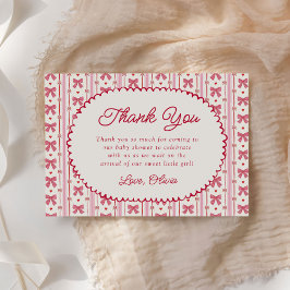 Little Sweetheart Pink Red Bow Baby Shower Tack Kort