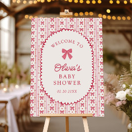 Little Sweetheart Pink Red Bow Baby Shower Welcome