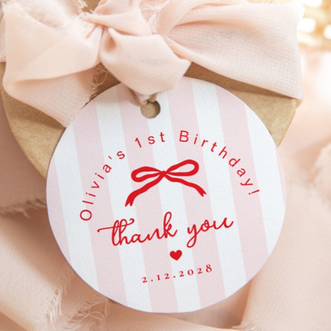 Little Sweetheart Pink Red Valentines 1st BIrthday Gåvor Etiketter (Skapare uppladdad)