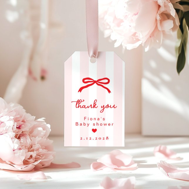 Little Sweetheart Red Bow Valentines Thank you Presentetikett (Skapare uppladdad)