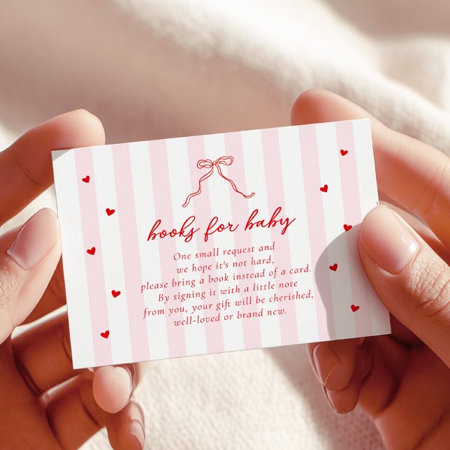 Little Sweetheart Stripes Bow Books for Baby Card Tilläggskort (Skapare uppladdad)