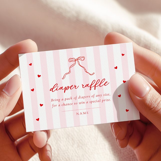 Little Sweetheart Stripes & Bow Diaper Raffle Card Tilläggskort (Skapare uppladdad)
