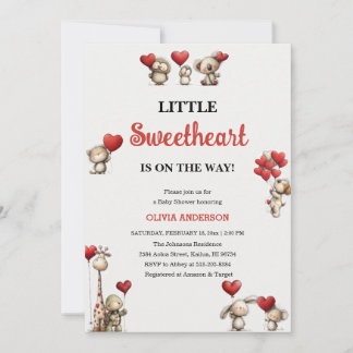 Little Sweetheart Valentine animals Baby Shower Inbjudningar
