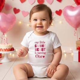 Little Sweetheart Valentine Turning One Birthday  T Shirt
