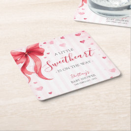 Little Sweetheart Valentines Baby Shower  Underlägg Papper Kvadrat