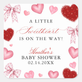 Little Sweetheart Valentines Day Baby Shower Fyrkantigt Klistermärke