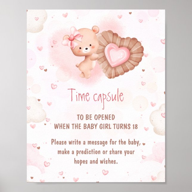 Little Sweetie Pink Baby Shower Game Time Capsule  Poster (Framsidan)